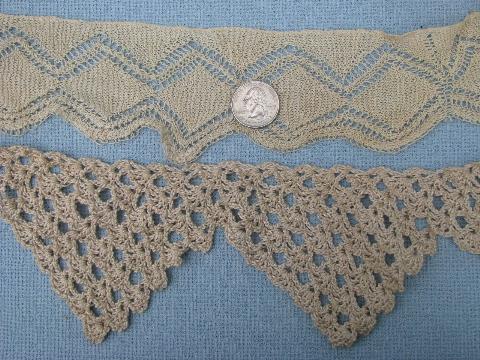 photo of lot old antique vintage cotton crochet lace edgings, insertions, trims #3