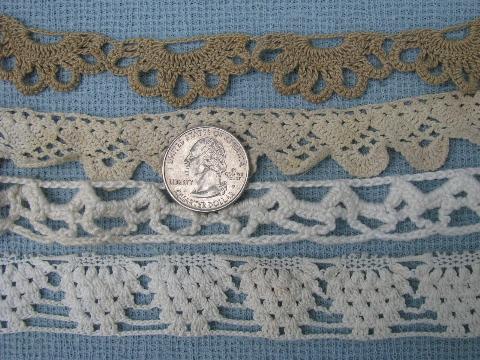 photo of lot old antique vintage cotton crochet lace edgings, insertions, trims #4