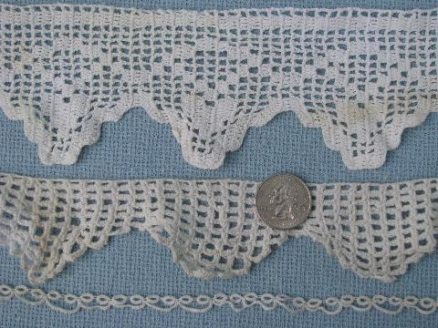 photo of lot old antique vintage cotton crochet lace edgings, insertions, trims #8