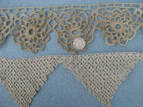 photo of lot old antique vintage cotton crochet lace edgings, insertions, trims #2