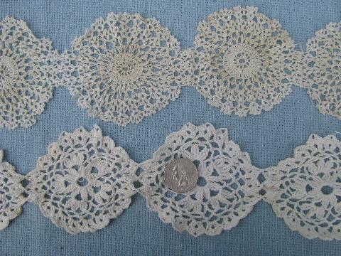 photo of lot old antique vintage cotton crochet lace edgings, insertions, trims #6