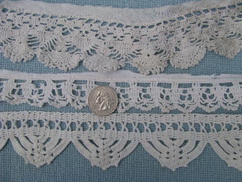 photo of lot old antique vintage cotton crochet lace edgings, insertions, trims #8