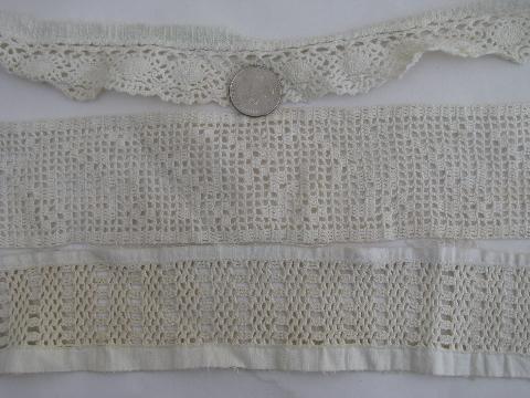 photo of lot old antique vintage cotton crochet lace edgings, insertions, trims #2