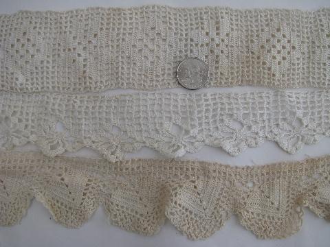 photo of lot old antique vintage cotton crochet lace edgings, insertions, trims #6