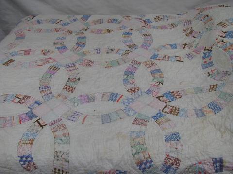 photo of lot old antique vintage patchwork quilts for cutting, cutters #8