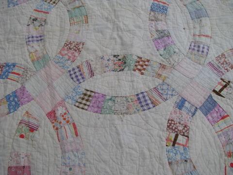 photo of lot old antique vintage patchwork quilts for cutting, cutters #9