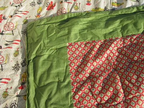 photo of lot old antique vintage patchwork quilts & wool filled comforter #2