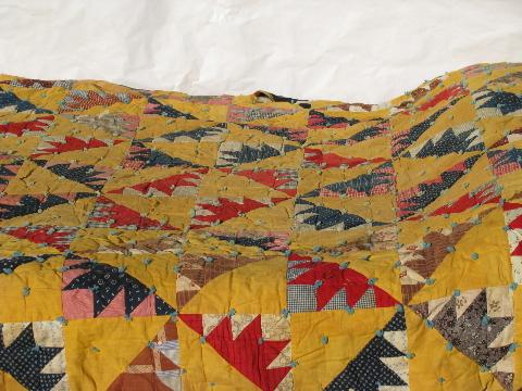 photo of lot old antique vintage patchwork quilts & wool filled comforter #3