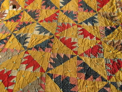 photo of lot old antique vintage patchwork quilts & wool filled comforter #4