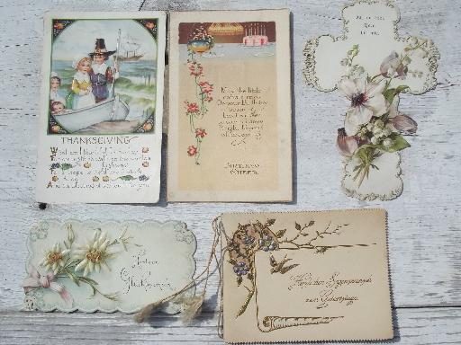 photo of lot old antique vintage postcards, holidays, Christmas greetings, photo cards #3