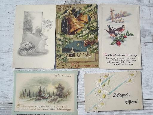 photo of lot old antique vintage postcards, holidays, Christmas greetings, photo cards #4