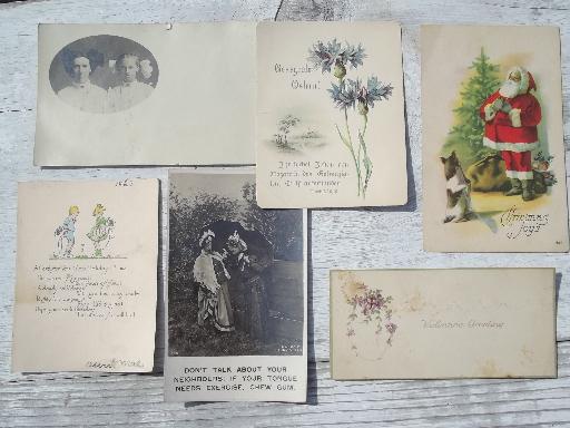 photo of lot old antique vintage postcards, holidays, Christmas greetings, photo cards #7