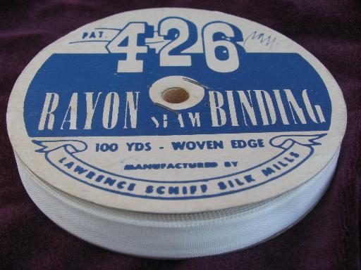 photo of lot old antique vintage seam binding, rayon and twilled cotton sewing tape #2