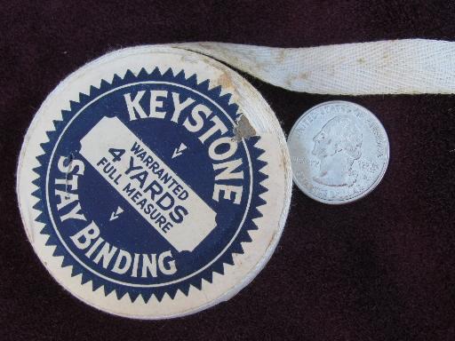 photo of lot old antique vintage seam binding, rayon and twilled cotton sewing tape #3