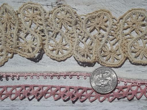 photo of lot old antique vintage tatted lace sewing trims, edgings, insertions #8