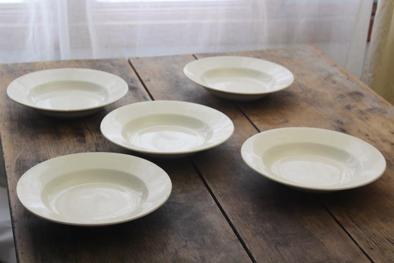 photo of lot old antique white ironstone china soup bowl plates, rustic farmhouse table ware #1