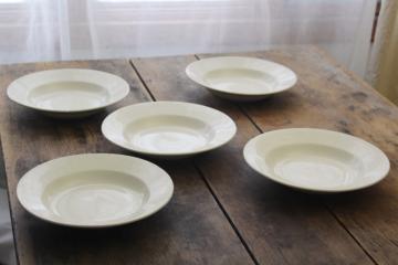 catalog photo of lot old antique white ironstone china soup bowl plates, rustic farmhouse table ware