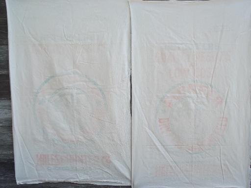 photo of lot old cotton feed bags, feedsack fabric vintage farm country primitive #2