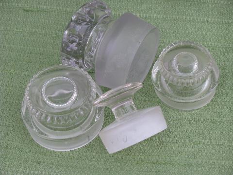 photo of lot old glass apothecary pharmacy bottle stoppers, antique vintage #1