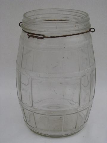 photo of lot old glass food jars, depression vintage kitchen canisters #5