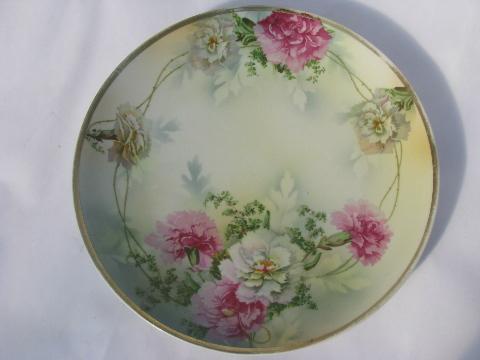 photo of lot old hand-painted china plates w/ flowers, antique vintage Bavaria, Prussia etc. #2