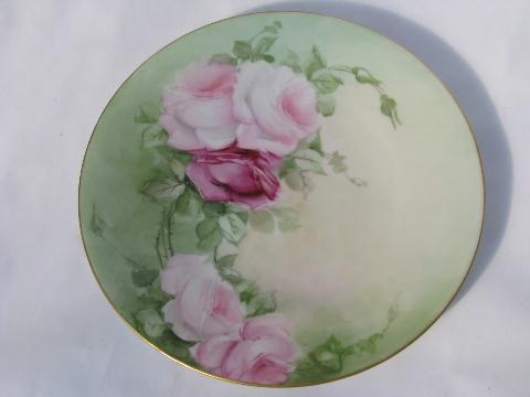 photo of lot old hand-painted china plates w/ flowers, antique vintage Bavaria, Prussia etc. #4