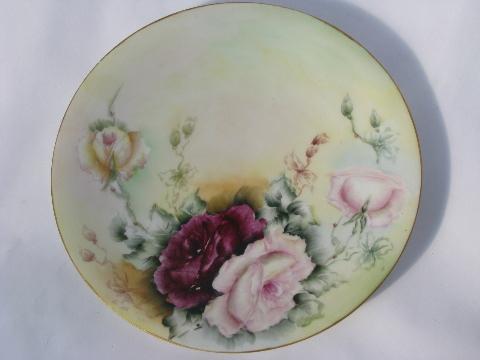 photo of lot old hand-painted china plates w/ flowers, antique vintage Bavaria, Prussia etc. #6