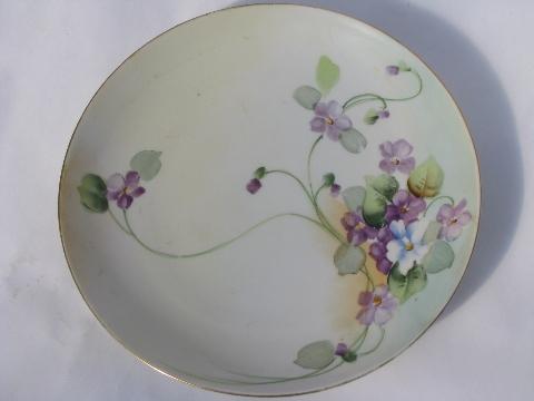 photo of lot old hand-painted china plates w/ flowers, antique vintage Bavaria, Prussia etc. #7