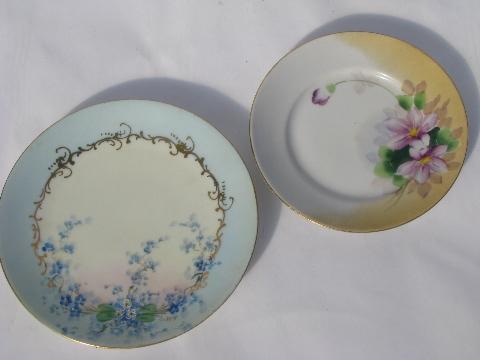 photo of lot old hand-painted china plates w/ flowers, antique vintage Bavaria, Prussia etc. #3