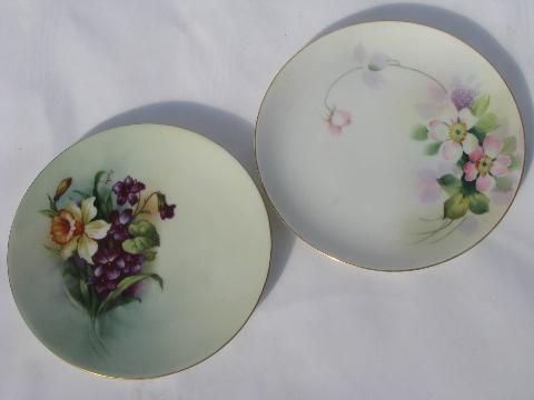 photo of lot old hand-painted china plates w/ flowers, antique vintage Bavaria, Prussia etc. #4