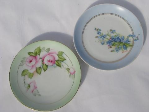 photo of lot old hand-painted china plates w/ flowers, antique vintage Bavaria, Prussia etc. #5