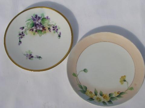 photo of lot old hand-painted china plates w/ flowers, antique vintage Bavaria, Prussia etc. #6