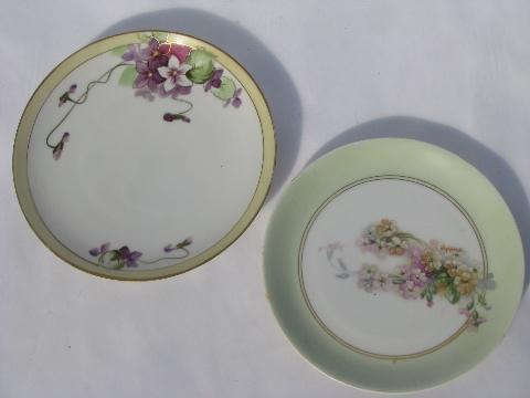 photo of lot old hand-painted china plates w/ flowers, antique vintage Bavaria, Prussia etc. #7