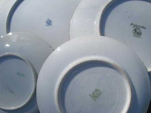 photo of lot old hand-painted flowered porcelain plates, antique and vintage china #2