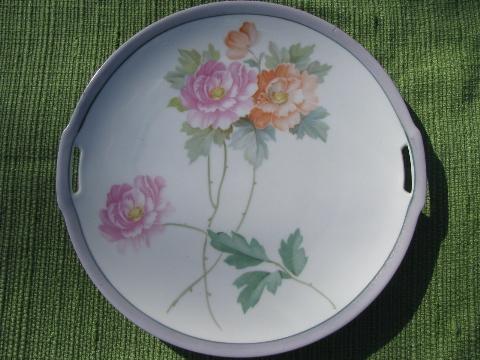 photo of lot old hand-painted flowered porcelain plates, antique and vintage china #3