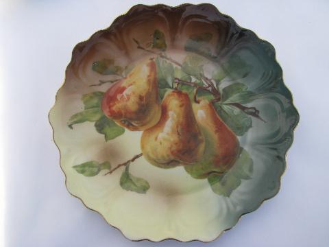 photo of lot old hand-painted porcelain plates w/ fruit, antique vintage Bavaria china #2