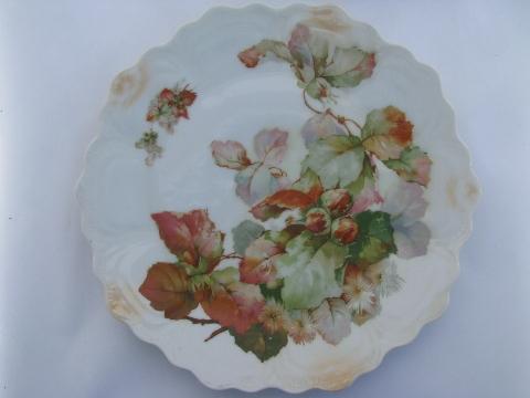 photo of lot old hand-painted porcelain plates w/ fruit, antique vintage Bavaria china #3