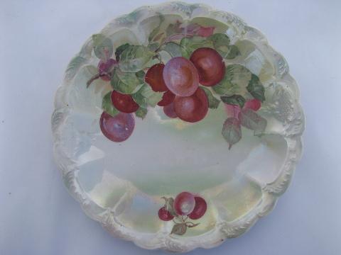 photo of lot old hand-painted porcelain plates w/ fruit, antique vintage Bavaria china #4