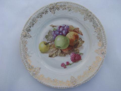 photo of lot old hand-painted porcelain plates w/ fruit, antique vintage Bavaria china #5