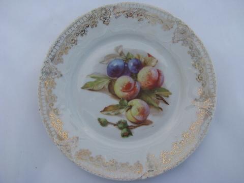 photo of lot old hand-painted porcelain plates w/ fruit, antique vintage Bavaria china #6