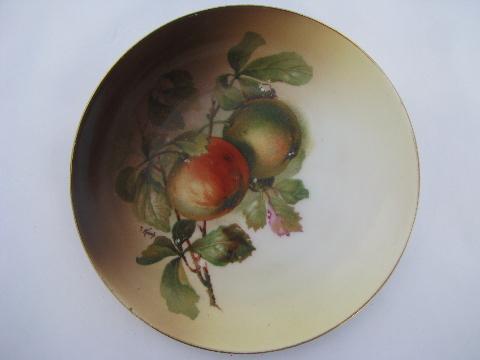 photo of lot old hand-painted porcelain plates w/ fruit, antique vintage Bavaria china #4