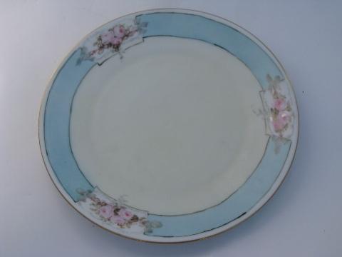 photo of lot old hand-painted roses porcelain plates, antique and vintage china #2