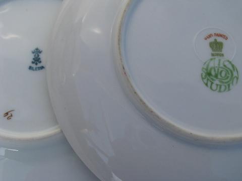 photo of lot old hand-painted roses porcelain plates, antique and vintage china #4