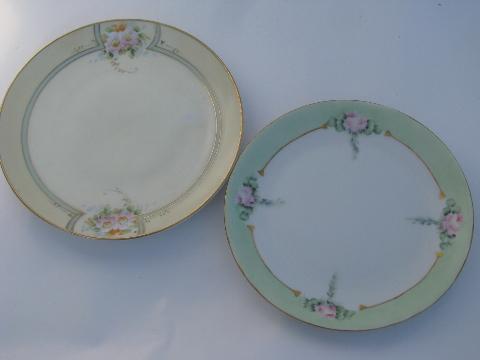 photo of lot old hand-painted roses porcelain plates, antique and vintage china #5