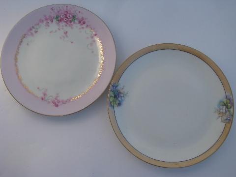 photo of lot old hand-painted roses porcelain plates, antique and vintage china #7