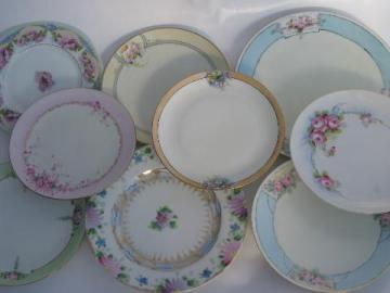 catalog photo of lot old hand-painted roses porcelain plates, antique and vintage china