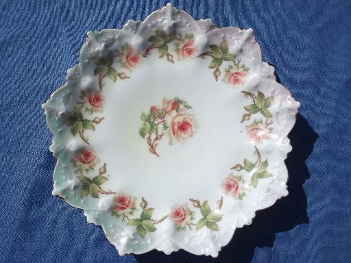 photo of lot old hand-painted roses porcelain plates, antique and vintage china #2