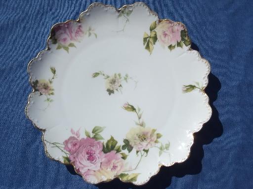 photo of lot old hand-painted roses porcelain plates, antique and vintage china #5