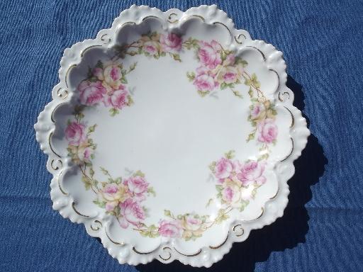 photo of lot old hand-painted roses porcelain plates, antique and vintage china #6