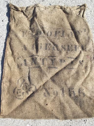 photo of lot old heavy burlap sacks, primitive vintage grain bags from Africa #3